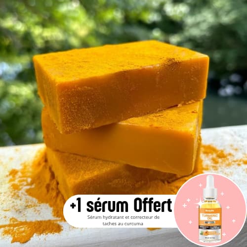 Savon au curcuma |100% Naturel+ 1 Sérum Offert